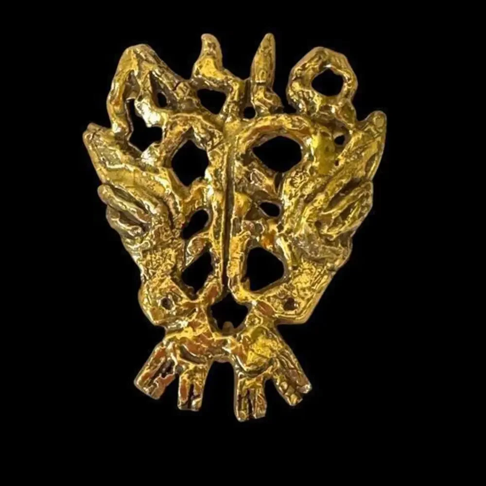 Vintage Judaica Dove Brooch Signed Jacques Lipchitz Brutalist Pendant MCM